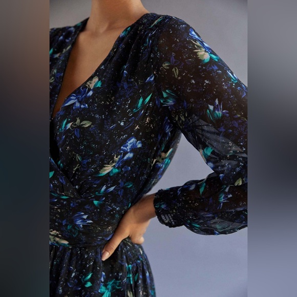 Anthropologie Ruched Floral Mini Dress - Picture 4 of 13